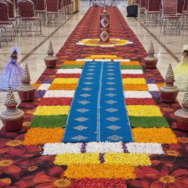 groom welcome path at wedding decoration aditya kalyana mantapa